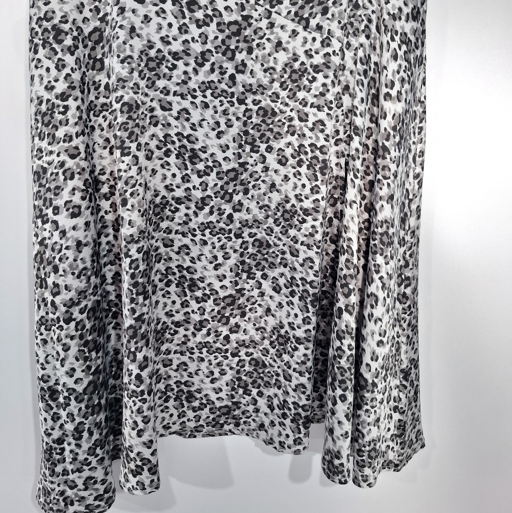Status by Chenault Women Leopard Animal Print A-Line Slit Midi Skirt L Feminine - Picture 4 of 15
